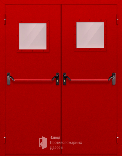 Фото двери «Двупольная со стеклопакетом и антипаникой (красная)» в Пересвету