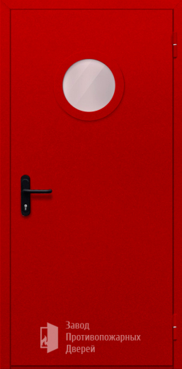 Фото двери «Однопольная с круглым стеклом (красная)» в Пересвету