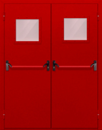 Фото двери «Двупольная со стеклопакетом и антипаникой (красная)» в Пересвету