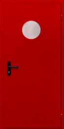 Фото двери «Однопольная с круглым стеклом (красная)» в Пересвету