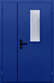 Фото двери «Полуторная со стеклом (синяя)» в Пересвету