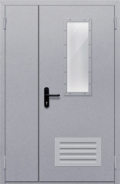 Фото двери «Полуторная со стеклом и  решеткой» в Пересвету