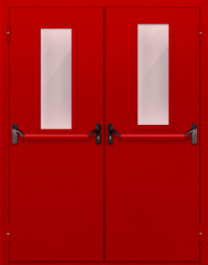Фото двери «Двупольная с стеклом и антипаникой (красная)» в Пересвету