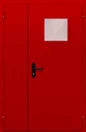 Фото двери «Полуторная со стеклопакетом (красная)» в Пересвету