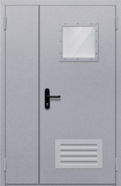 Фото двери «Полуторная со стеклопакетом и решеткой» в Пересвету