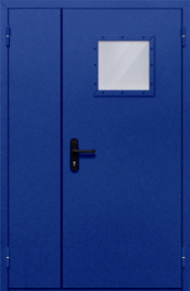 Фото двери «Полуторная со стеклопакетом (синяя)» в Пересвету